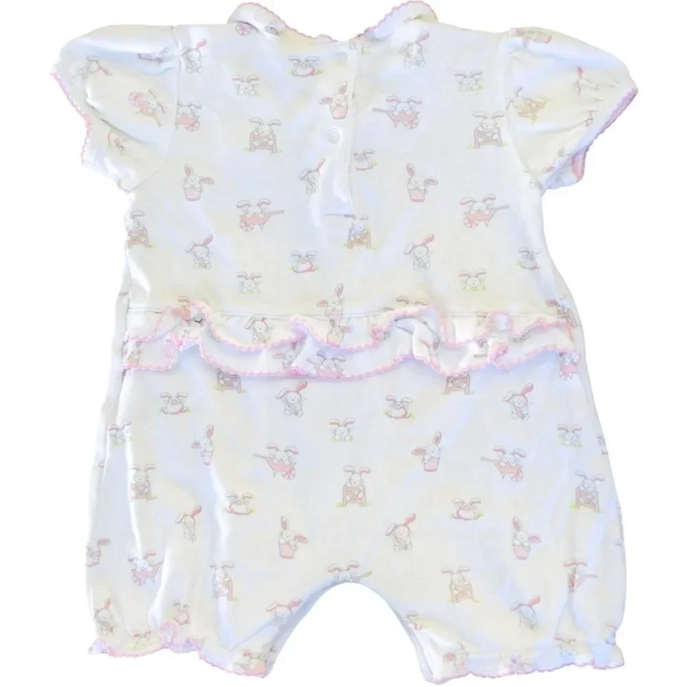 Kissy Kissy Baby Girls Short Sleeve Bunny Rabbit Print One Piece. 6-9 Months.